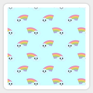 Kawaii Cute Rainbow Pattern in Blue Sticker